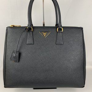 New Prada Saffiano Lux Black Galleria Zip Tote